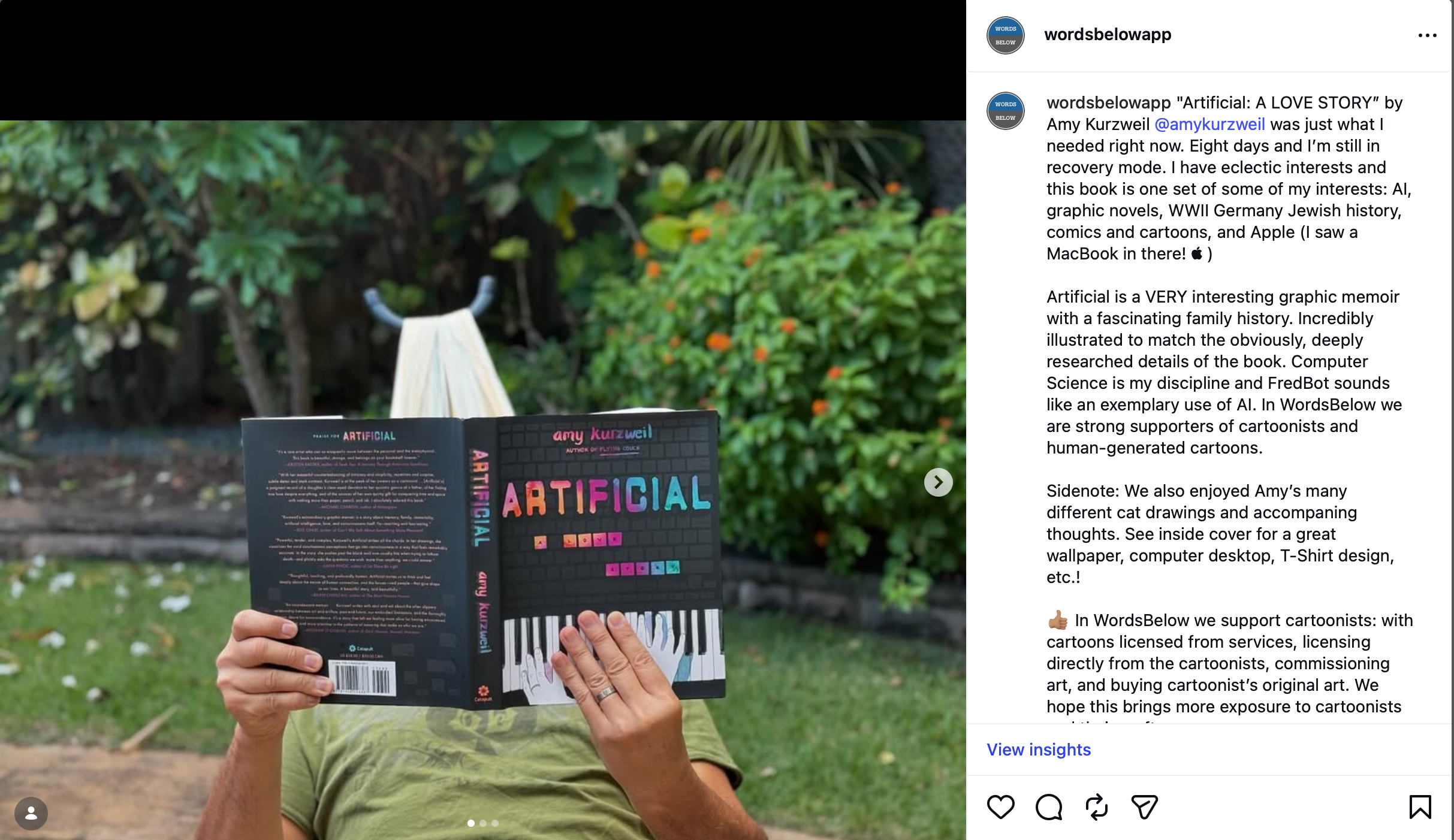 In the Humor Hammock reading Amy Kurzweil&rsquo;s graphic memoir ARTIFICIAL: A LOVE STORY